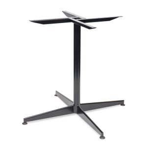 Black 4-leg wide table base with cross-style top plate, designed for commercial hospitality use in dining areas, cafés, bistros, and restaurants. Offers stable support for square or round tabletops.