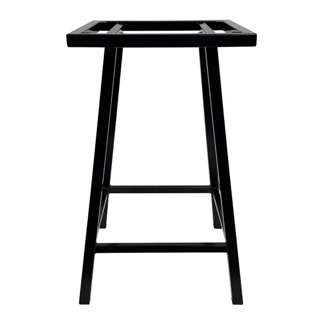 Locally made high bar table frame with a fully welded black steel construction, designed for hospitality venues such as bistros, pubs, and sports bars. Ideal for supporting bar-height dining tables in commercial settings.